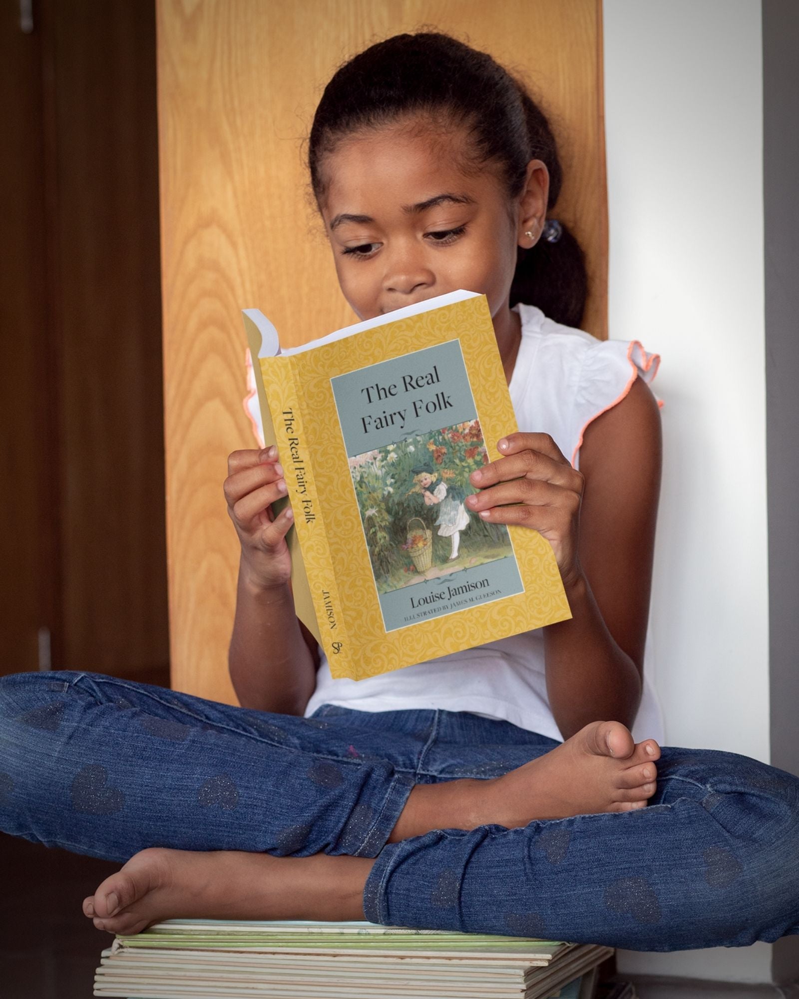 Paperback of "The Real Fairy Folk", a wholesome semi-educational book of poetry by Louise Jamison, published by Smidgen Press