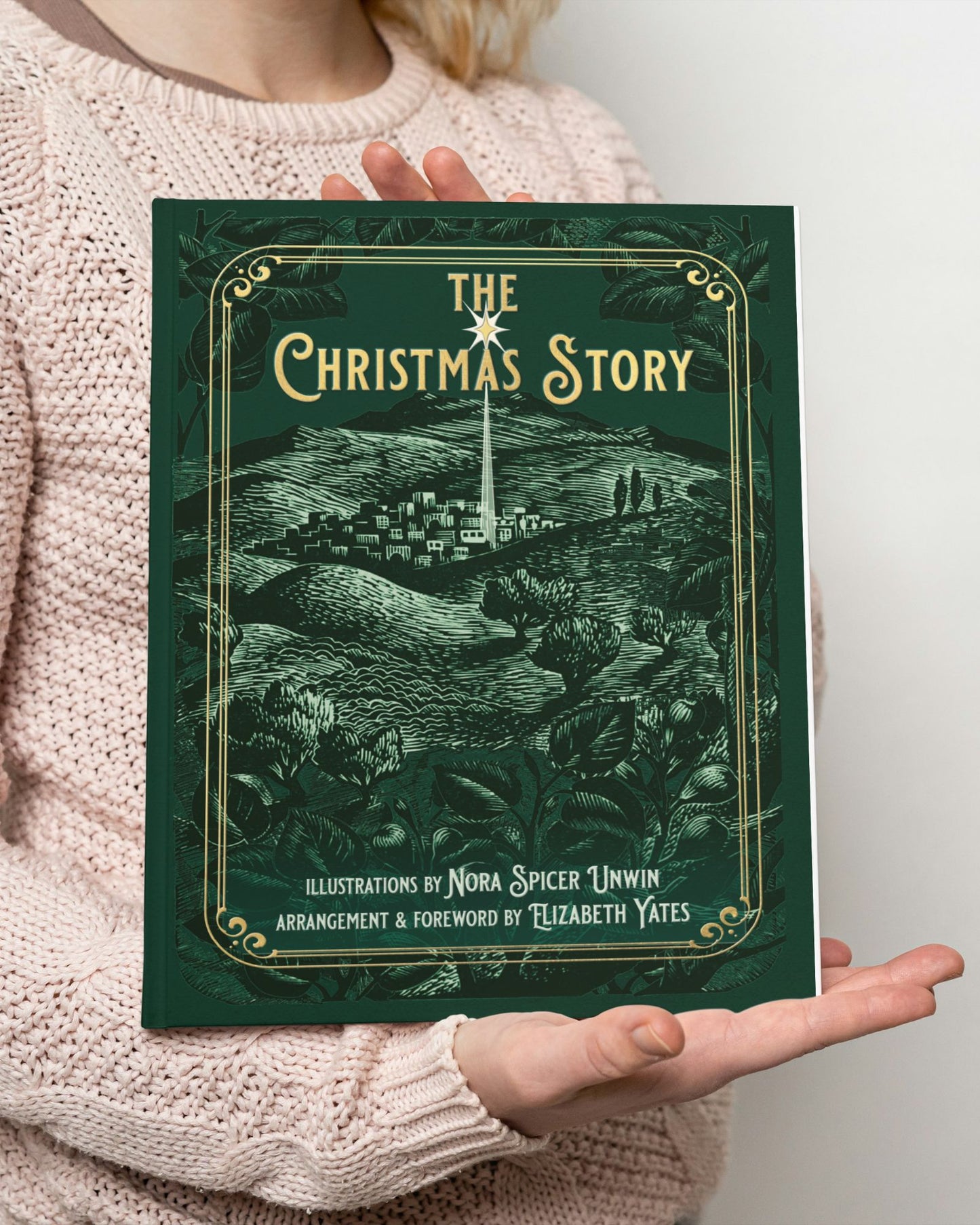 Hardback of The Christmas Story by Elizabeth Yates, a Biblical scripture compilation illustrated by Nora Spicer Unwin, published by Smidgen Press