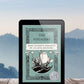 Black ereader featuring the teal cover of "The Voyagers: Being Legends & Romances of Atlantic Discovery" on grey wooden planks,  in front of a mountains cape.