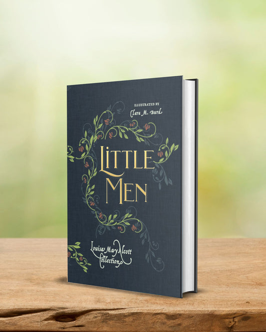Hardback of Little Men by Louisa May Alcott, sequel to Little Women, illustrated by Clara Burd, published by Smidgen Press