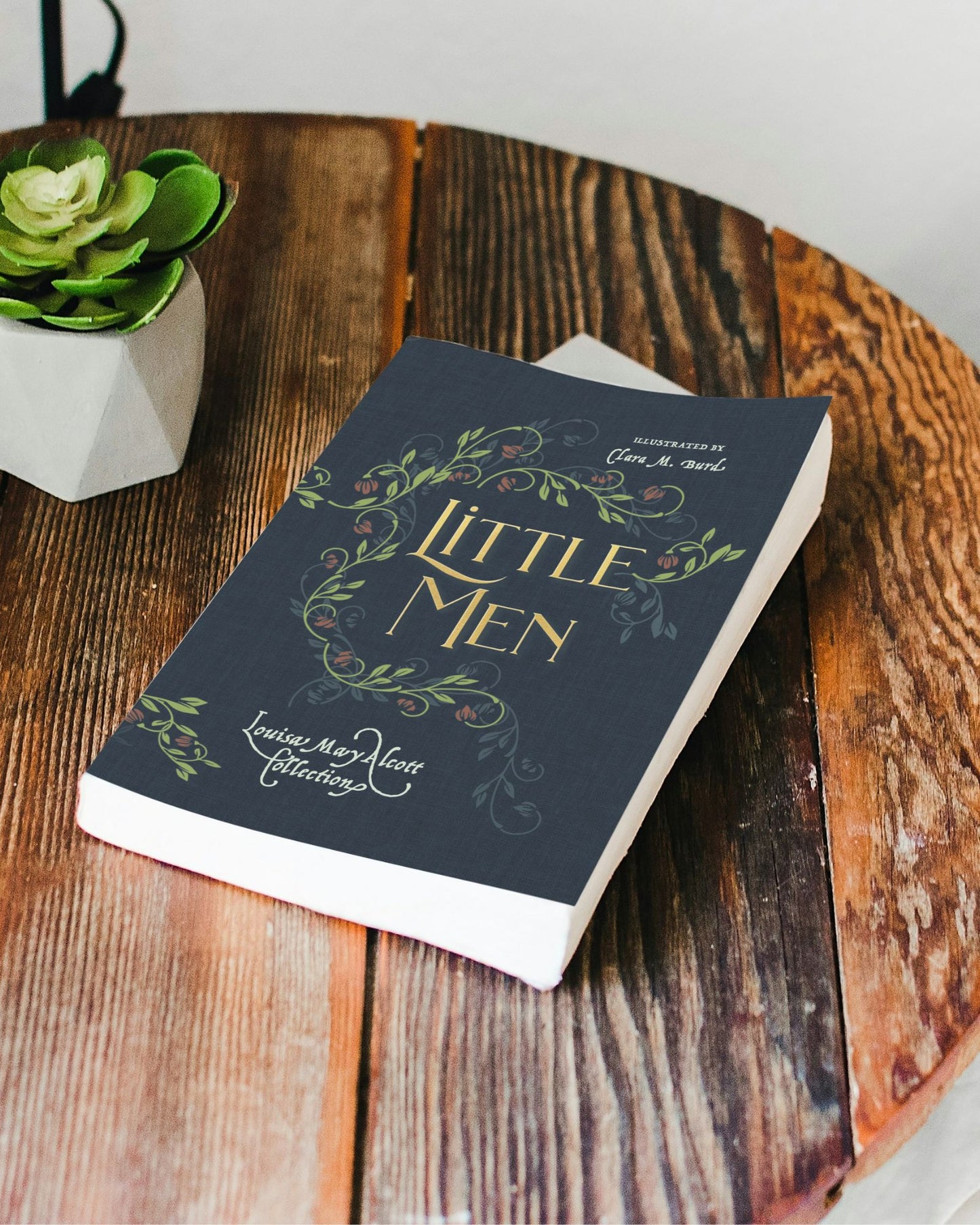 Paperback of Little Men by Louisa May Alcott, sequel to Little Women, illustrated by Clara Burd, published by Smidgen Press