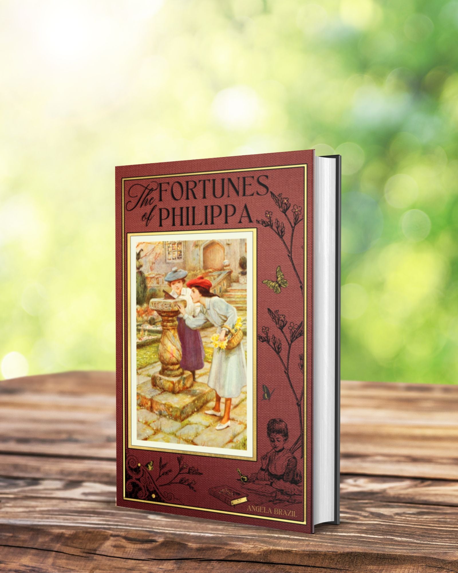 Hardcover of "The Fortunes of Philippa", a sweet Edwardian children's book by Angela Brazil, published by Smidgen Press