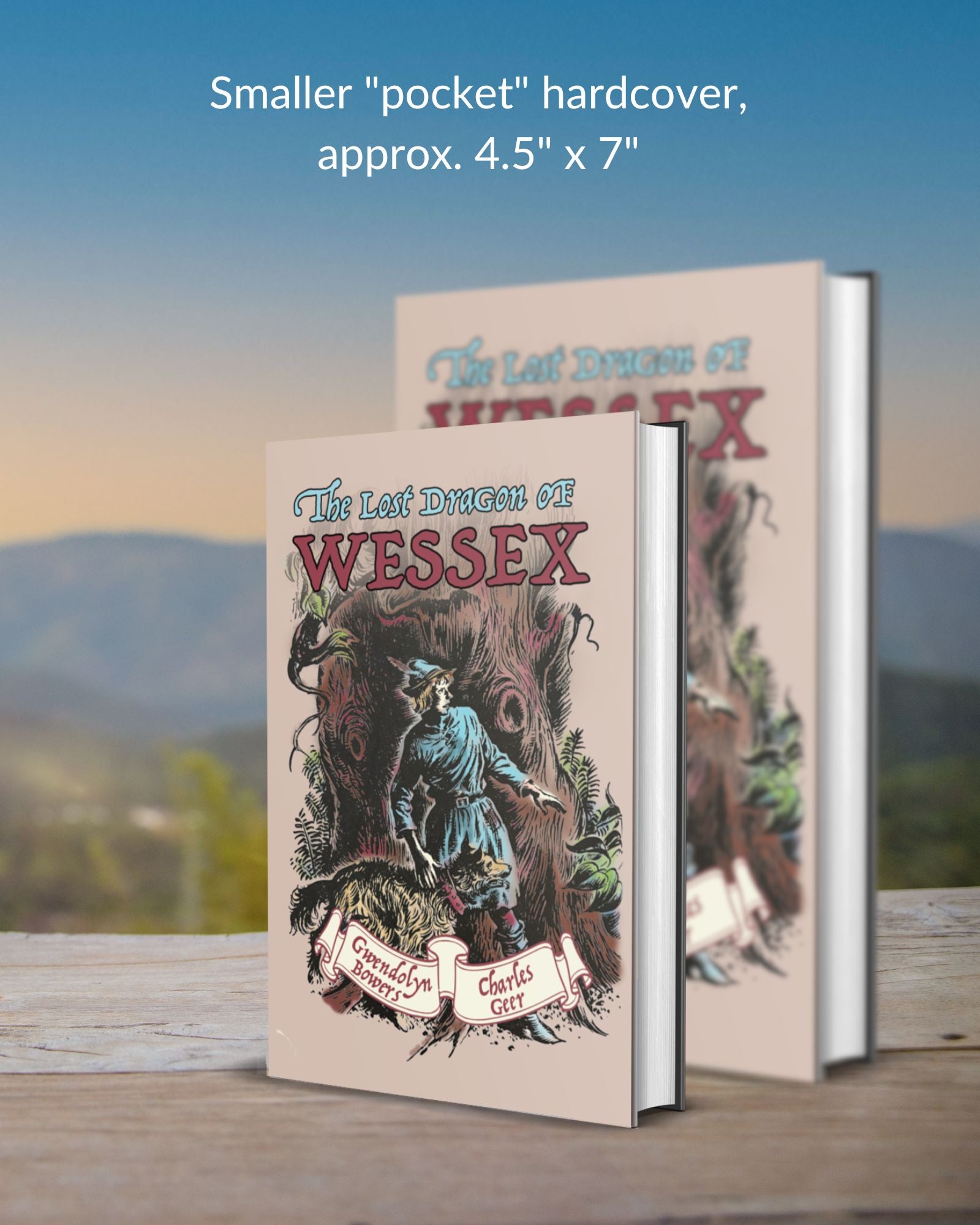 Cute small hardcover of The Lost Dragon of Wessex, a historical English fiction novel by Gwendolyn Bowers, illustrated by Charles Geer, published by Smidgen Press